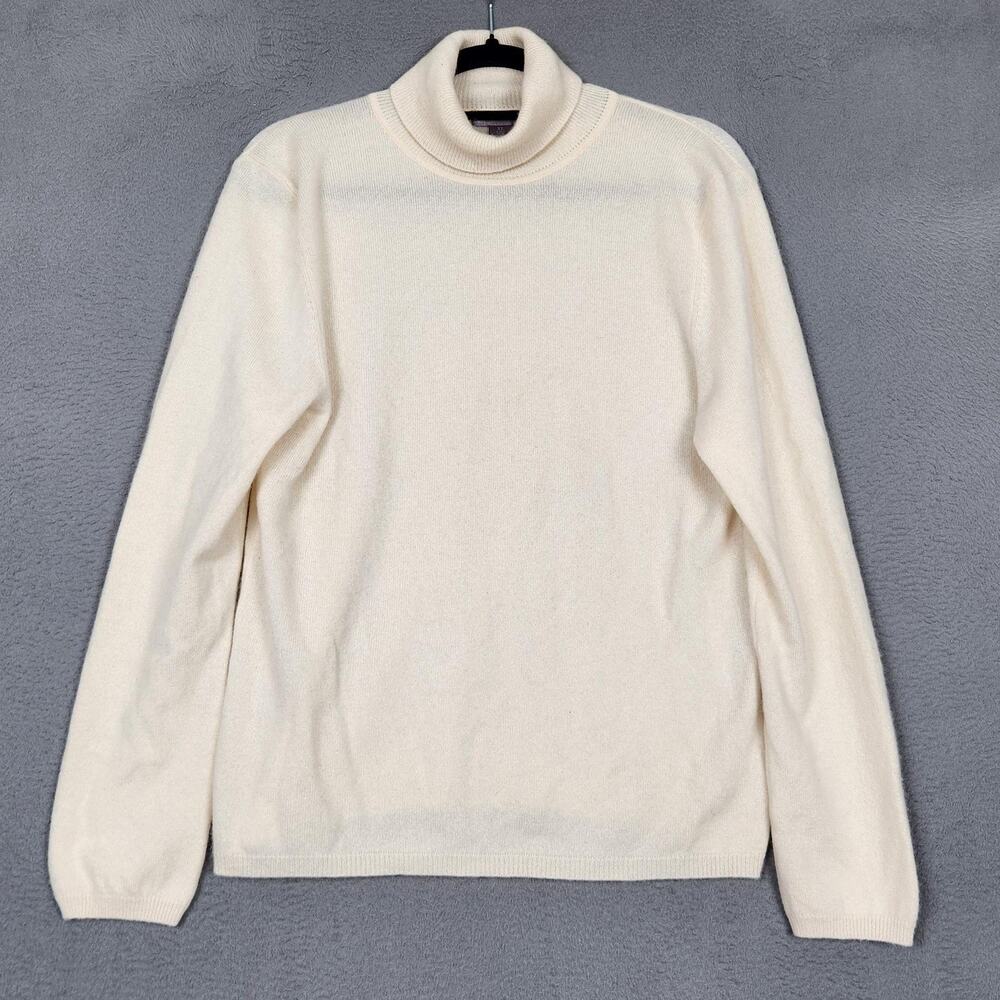 Charter Club Sweater Womens XL Cream 100% Cashmere Turtleneck Pullover Soft